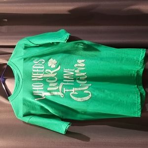 M&O Gold Who Needs Luck I Have Charm Boys Youth sz XL (18-20) Tshirt